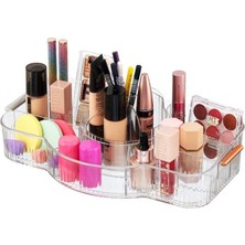 UltraMint 360 Derece Dönen Akrilik Makyaj ve Takı Organizeri, 14 Bölmeli, Şeffaf