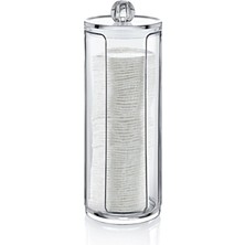 UltraMint Şeffaf Disk Pamukluk Organizeri, Makyaj Pamuk Koyma Kutusu, Beyaz Renk