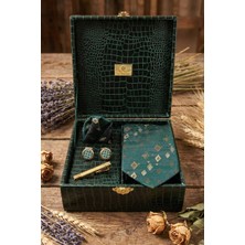 Kravatkolik Yeşil Erkek Hediye Kutusu - Kravat Kol Düğmesi Kravat Iğnesi KMK135