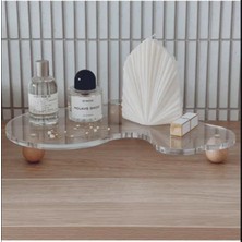 UltraMint Ahşap Top Ayaklı Gümüş Düğmeli Şeffaf Organizer Düzenleyici