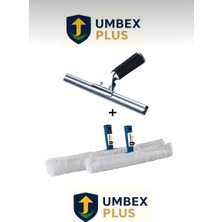 Cam Silme Aparatı Çekçek Metal 45CM 2 Adet Mikrofiber Peluş ve Aparatı 45 cm Temizlik Seti