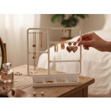 UltraMint Beyaz Takı Organizeri, Küpe, Yüzük, Kolye ve Bileklik Düzeni