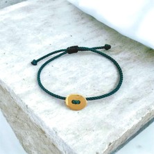 Atelier Çağla Yeşil Kalın Ip Düğme Bileklik