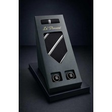 Kravatkolik Siyah Mendilli Klasik Kravat Kol Düğmesi Erkek Hediye Seti OS602