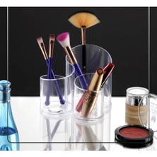 UltraMint 3 Bölmeli Kristal Makyaj Organizeri, Kalem, Ruj, Rimel Tutucu