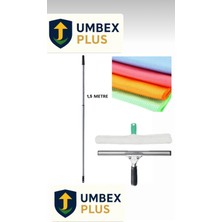 Umbex Profesyonel Pencere,ayna Temizleme Seti,duş ve Cam Için Cam Sileceği 35CM Çekçek,peluş 4lü Bez