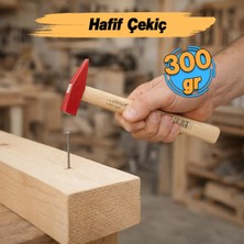 Badem10 Hafif 300 Gram (1 Adet) Ahşap Saplı Metal Başlı Çekiç Çivi Çakma Dıy Uygulamaları Hobi Işleri