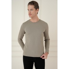 Efor Erkek Slim Fit Pamuklu Uzun Kollu Gri T-Shirt TS 889