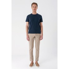 Efor Erkek Slim Fit Bisiklet Yaka Sıva Dokuma Pamuklu Lacivert Tişört Ts 882