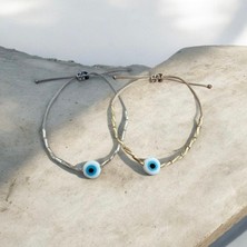 Atelier Çağla Cam Beyaz Nazar Boncuklu Boru Bileklik