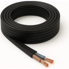Conana Elektrik Kablosu Yassı Kablo (2x0,75 Ttr Balık Sırtı Tip) (Tam Bakır) Siyah 3 Metre