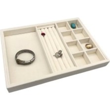 UltraMint Yerli Süet Takı Kutusu, Krem Renk, Çoklu Kullanım, Şık ve Kullanışlı