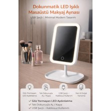 UltraMint Şarjlı LED Makyaj Aynası, Dokunmatik, Oynar Başlıklı, 3 Mod, USB Şarjli