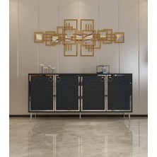 Morepp Rami Pleksi Detaylı, 4 Kapaklı 160 cm Konsol Antrasit-Gümüş