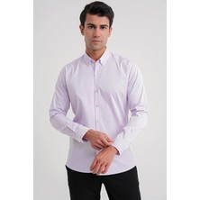 Efor Slim Fit %100 Pamuk Lila Gömlek Gk 711