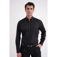 Efor Erkek Slim Fit Siyah Gömlek GK 754
