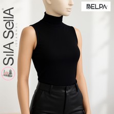 Belpa Sıla Sella Siyah Kadın Boğazlı Atlet