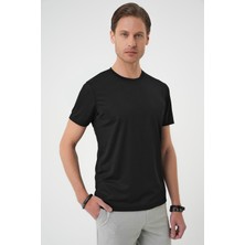 Efor Comfort Fit Bisiklet Yaka Viskon Karışımlı Casual Siyah Tişört Ts 900