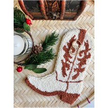 UltraMint Şık Bohem Kovboy Bot ve Mücevher Küpe Takı Seti ile Dekoratif Halı ve Bardak Altlığı