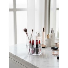 UltraMint 6 Bölmeli Şeffaf Ruj Organizeri, Makyaj Düzenleyici, Saklama Kutusu