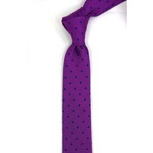 Kravatkolik 4.6 cm Mor Puantiye Desen Ultra Slim Ipek Kravat İK2339