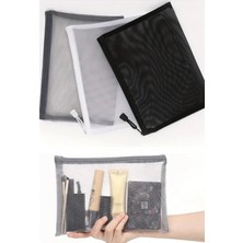 UltraMint 3'lü Organizer Çanta Seti, Büyük Boy Makyaj ve Fileli Tasarım