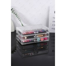 UltraMint Şeffaf 3 Katlı Makyaj ve Takı Organizeri, Çekmeceli Kozmetik Kutusu