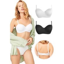 Cottonhill Balenli Toparlayıcı Dolgusuz Straplez Sütyen 2'li Paket