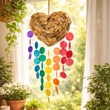 Hedicaret Parçalı Rüzgar Çanı Kalp Sedef Askılı Obje Dekoratif