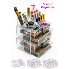 UltraMint 5 Katlı Akrilik Makyaj ve Takı Organizeri, Çekmeceli, Şeffaf, Pratik