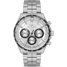 Ferro Gümüş Çelik Kordon Erkek Kol Saati FM40139A-J Tüm Fonksiyonlar Aktif 3 Atm Su Geçirmez