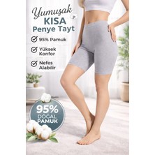 Ağlı Kısa Gri Penye Tayt (Süper Kalite)