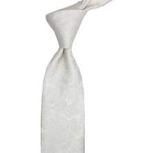 Kravatkolik Svizzera Style Beyaz Şal Desen Italyan Ipek Kravat İK2295