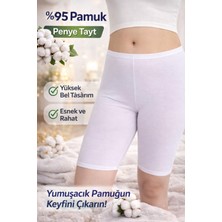 Rahat Kalıp Ağlı Beyaz Kısa Tayt