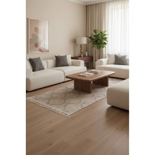 Minimal Bej Modern Desen Çift Taraflı Makinede Yıkanabilir Ev Içi & Dış Mekan Uyumlu Kilim