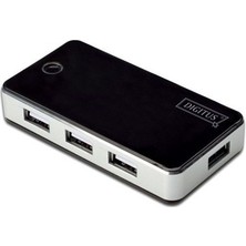 Digitus DA-70222 7 Port USB Hub, USB 2.0, siyah-gümüş renk, güç adaptörlü, plastik