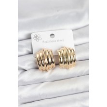 Vintage Model 316L Çelik Gold Renk Kadın Küpe