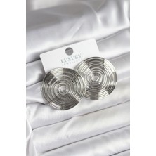 Pirinç Gümüş Renk Circle Model Kadın Küpe
