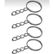 Orhan Çanta 150 Adet Gümüş Tel Zincirli Anahtarlık Halkası - 25 mm Nikel Metal Anahtarlık Klipsi ve Halkası (Ekonomik Paket)