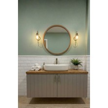 Adn Dizayn Banyo Dolabı-Asma 2 Kapaklı-Lavabosuz-Ahşap-Mat Vizon-Ahşap Tezgah-Mdf 85 Cm-Aynasız