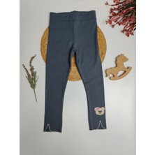 Moda Rüyası Ayıcıklı Bilek Detaylı Kız Çocuk Gri Tayt