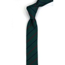 Kravatkolik 4.8 Yeşil Çizgi Desen Ultra Slim Ipek Kravat İK2340