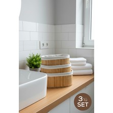 Vienev 3'lü Set Oval Bambu Organizer Sepet | Banyo Mutfak Dolap Içi