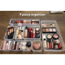UltraMint Şeffaf 9 Parça Çok Amaçlı Makyaj ve Kozmetik Organizer Seti