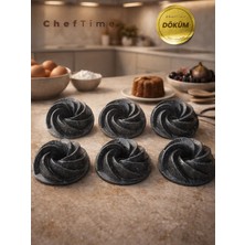 ChefTime 6'lı Mini Siyah Rüzgar Kek Kalıbı| 10 cm