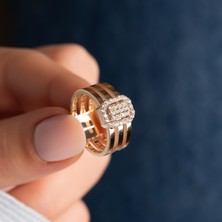 Hakan Mücevherat Üç Sıra Baget 14 Ayar Altın Yüzük