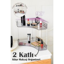 UltraMint Iki Katlı Üçgen Köşe Makyaj Organizeri, Şık ve Fonksiyonel Tasarım