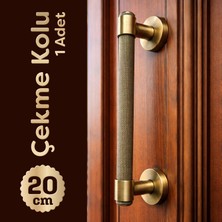 Badem10 (1 Adet) Antik Sarı Metalik Büyük Kapı Çekme Kolu 25 cm Dış Mekan Cami Kapısı Uyumlu