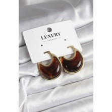 Pirinç Gold Kahverengi Renk Vintage Kadın Küpe