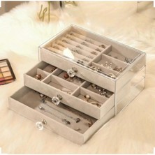 UltraMint Şık Akrilik Takı Organizatörü Kadife Çekmeceli Çok Amaçlı Saklama Kutusu